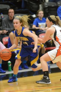 Kylie Mason of Triton heads for the hoop Saturday night.