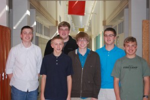 Team members, from left, are Grant Carlson, Robert White, Bryce Carter, Alek Jansen, Andrew Cox, and Noah Williams.  The team is coached by Barb McCollom and Charlie Wappes. (Photo provided)
