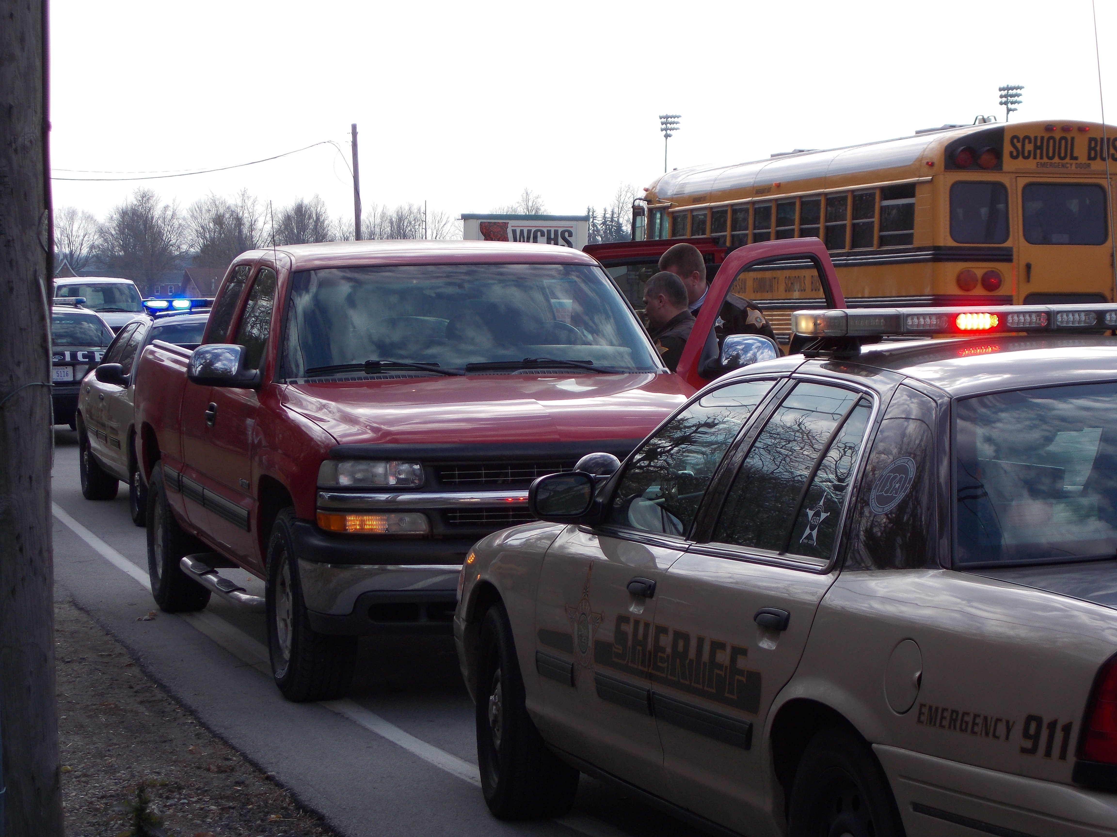 police pursuit, sheriff's department, red chevy truck, wchs