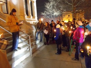 Pastor Mike Beezley of Clunette United Methodist Church offers words of healing and hope to the crowd.