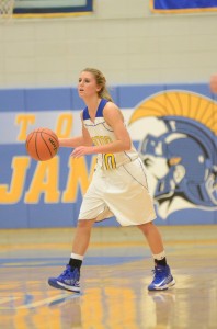 Triton junior guard Taylor Hatfield brings the ball up the court Wednesday night.