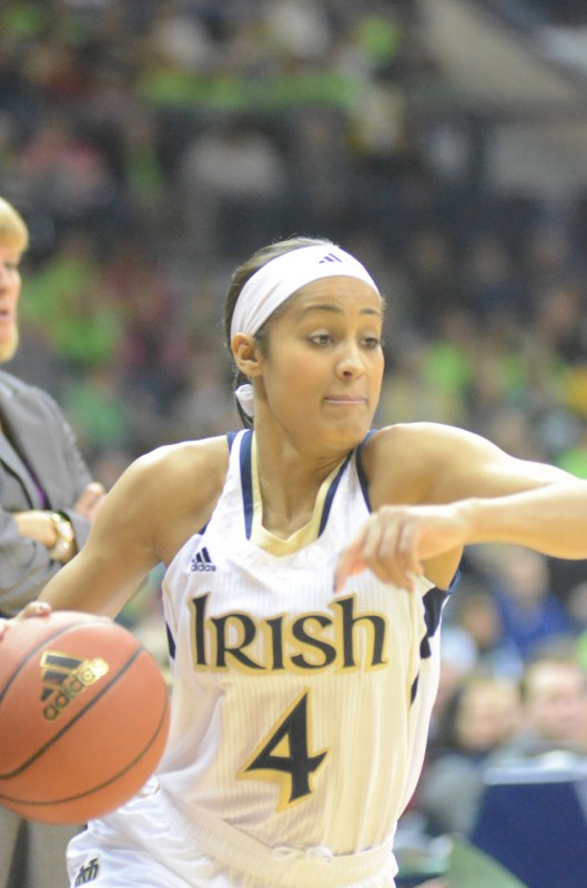 Notre Dame star Skylar Diggins heads to the hoop Saturday during a 74-47 rout of Purdue in South Bend.