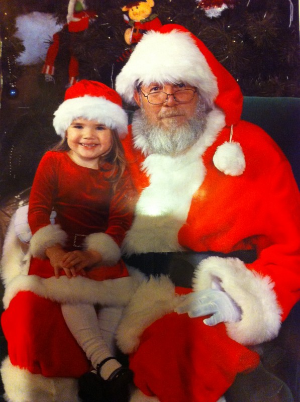 Emma Gerber and Santa Claus.