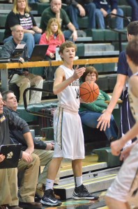 Wawasee's Gage Reinhard looks to inbounds the ball versus Central Saturday night in Syracuse (Photo by Nick Goralczyk)