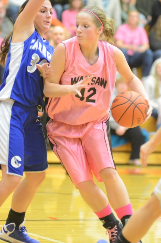 Warsaw's Nikki Grose goes to the basket Wednesday night. The junior had 18 points and 11 rebounds as the No. 10 Tigers beat Fort Wayne Carroll 62-43.
