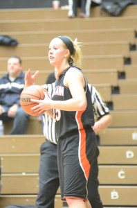 Lindsay Baker looks for a teammate during an inbounds play Wednesday night at Penn.