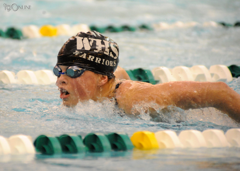 Wawasee's Cassidy Manning qualified for the final of the individual medley, one of 15 swims the Warriors will make in the Northridge Sectional finals Saturday afternoon. (Photos by Mike Deak)