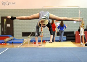 Molly Smith performs on the floor for Wawasee.