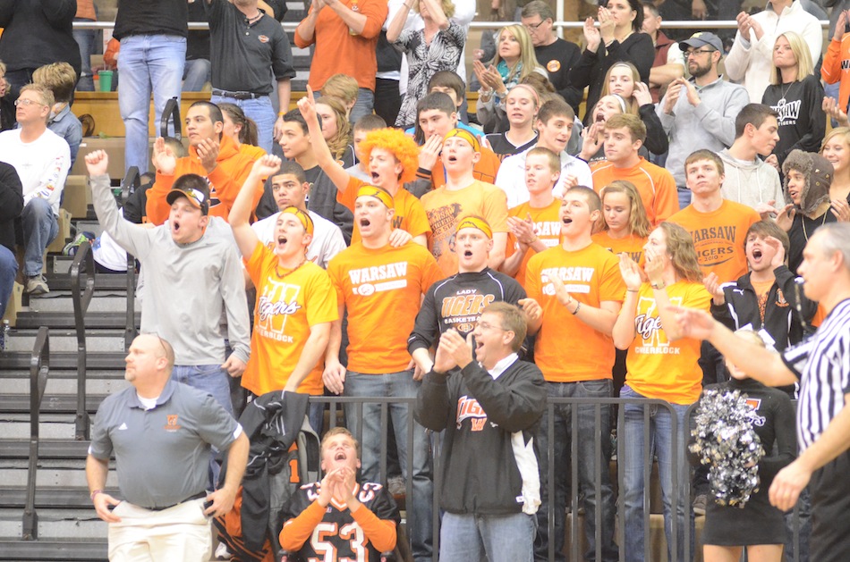 Warsaw girls basketball fans, shown above at the Valparaiso Regional last Saturday, are sure to be out in full force for the semi state at home this Saturday.