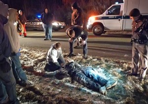 Hugo Alvarado is treated at the scene of a stabbing at Suburban Acres Trailer Park Wednesday night. (Photo provided by KCSD)