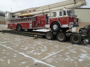 Pierceton Fire Department's 1969 Snorkel fire truck was taken to Palatine, Ill., on Wednesday to be featured in a memorial service to three fallen firefighters.