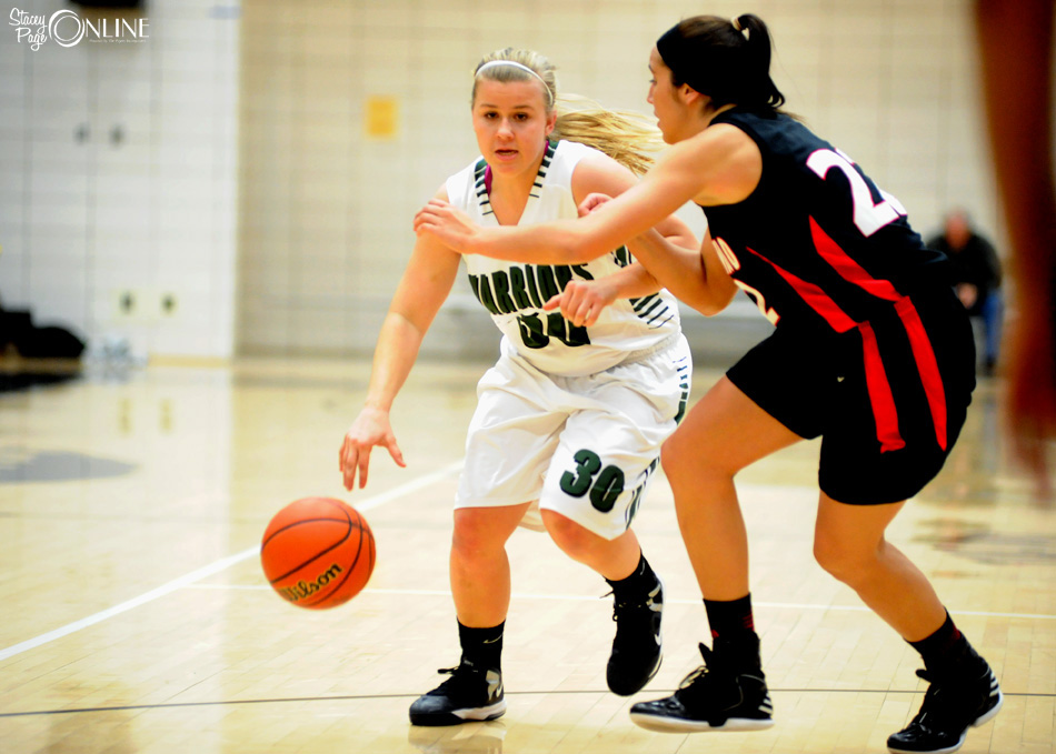 Wawasee's Kylee Rostochak looks to drive past NorthWood's Savannah Bly during the first game of the NorthWood Girls Basketball Sectional Tuesday night. (Photos by Mike Deak)