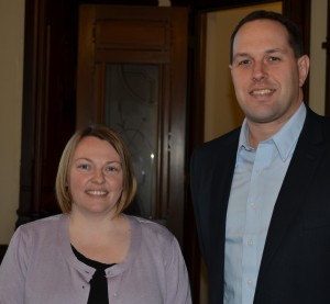 Ann Torpy won the Republican caucus tonight and will now serve as Kosciusko County Circuit Court Clerk for the remainder of the term. Jason McSherry, right, won the election last year but recently took a job with Lake City Bank leaving the position vacant. (Photo by Stacey Page)