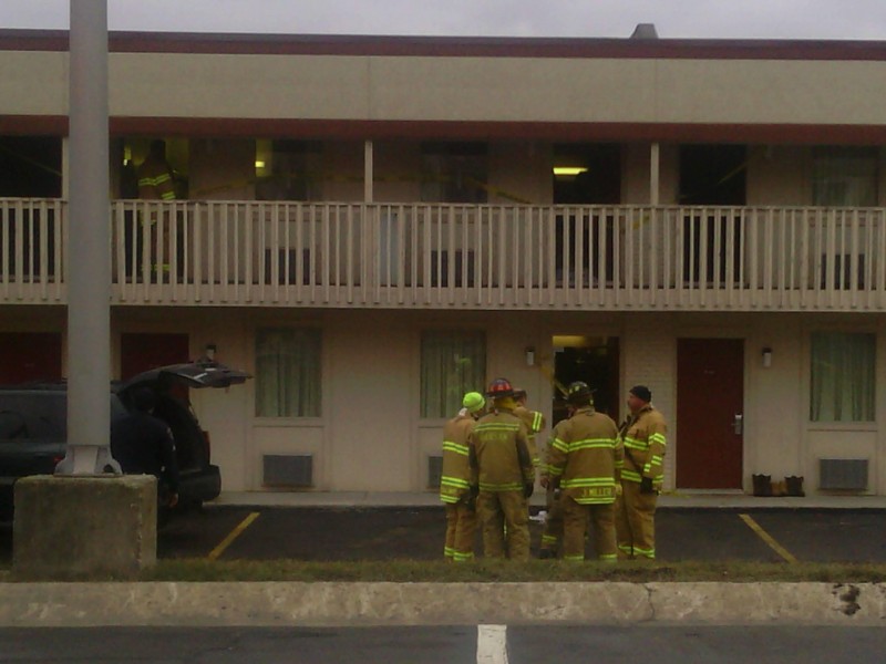 Fire officials have blocked off four rooms on the second floor of the Days Inn where a meth lab exploded this evening injuring two people. (Photo provided by Mystica Martin)