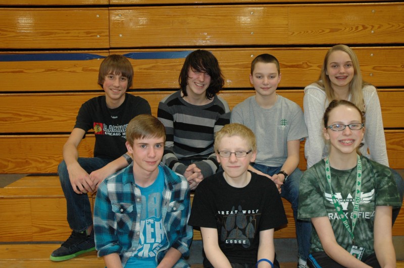 In front, from left, are Jarrod Peace, Josh Webber and Autumn Yoder. In the back row are Luke Tyler, Tristin Beery, Conner Erlenwein and Meghan Fretz.  (Photo by Tim Ashley)