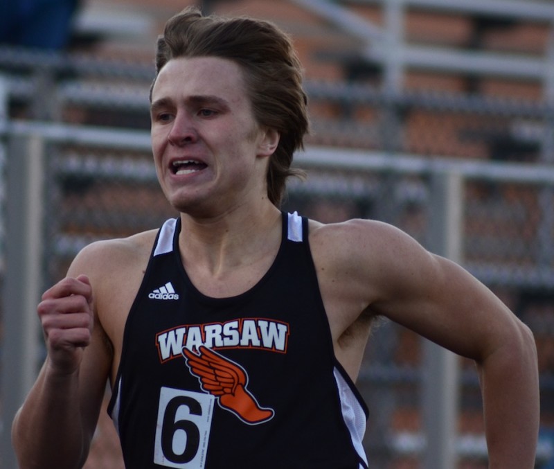 Chad Goon was second in the 400 for Warsaw in wins over Plymouth and Concord Thursday night.