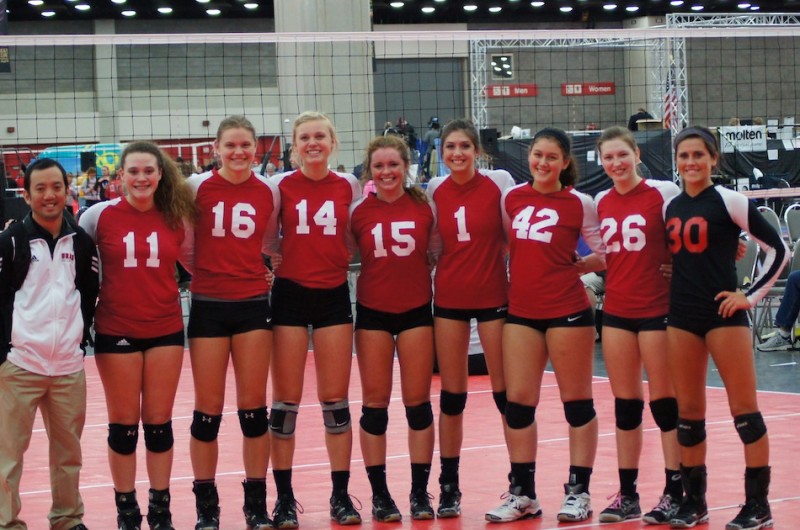 The Outland 18 Onyx volleyball team based out of Warsaw won their bracket at the 2013 JVA World Championships. The team, coached by Mike Alejado, is shown above (Photo provided)