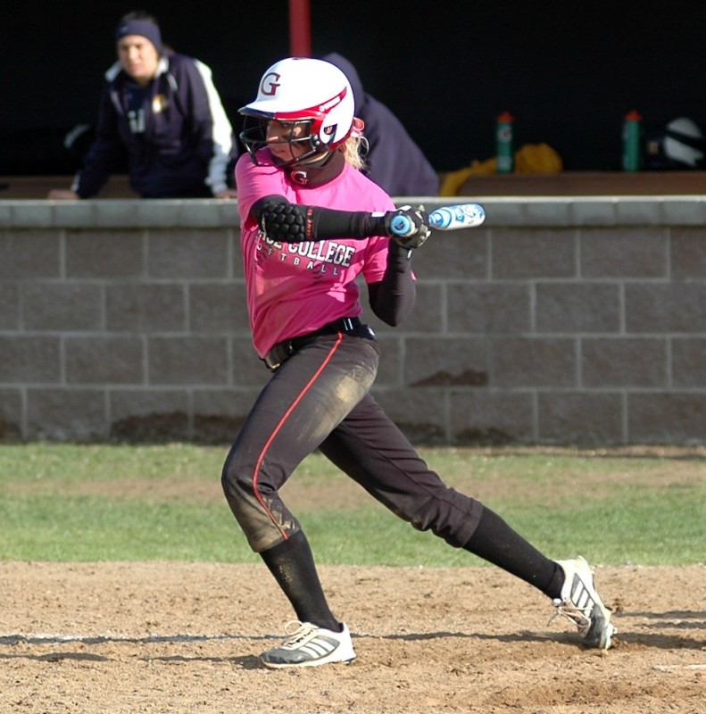 Grace College sophomore Brooke Shell set the program's single-season hits record Thursday versus Spring Arbor (Photo provided by Grace College Sports Information Department)