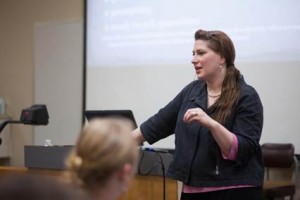 Zimmer Human Resources Information Systems Analyst Maria Beam presents on “Ten Essentials to Good Interviewing” (Photo provided) 