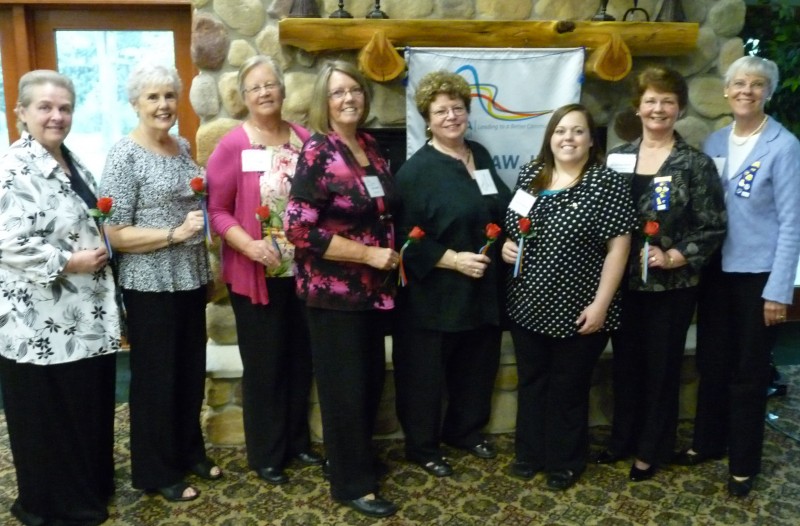 Altrusa Club 2013-2014 directors  are, from left, Susan Woodward, Sharon Sanders and Jan Sloan; co-treasurer, Vicki Martin; secretary, Beth Huffer; co-treasurer, Christie Beldon; president Sue Creighton and installing officer District Six Governor Linda Barb, from Muncie. Not pictured is Jeanine Knowles, vice president. (Photo provided)