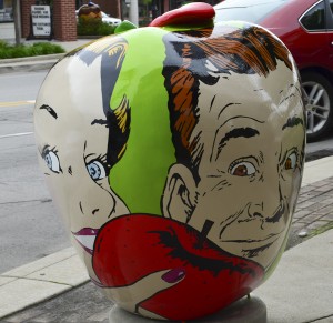 This apple is featured in downtown Nappanee by the Apple Festival Committee. The artwork was done by Jeff Stillson and is titled, "Plenty for Everyone".  (photo by Stillson Studio)