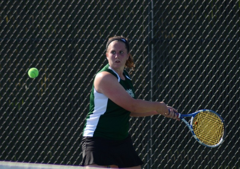 Katy Ashpole rallied for a three-set win at No. 2 singles Thursday night to give Wawasee a 3-2 sectional semifinal win over Whitko (Photos by Jim Harris)