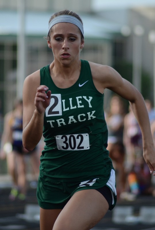 Tippecanoe Valley sophomore Caylie Teel was fourth in the 100 at the Warsaw Regional Tuesday night (Photos by Jim Harris)