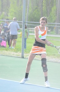 Senior Lindsay Sciarra was the lone winner for Warsaw Monday in a 4-1 NLC loss at Goshen.