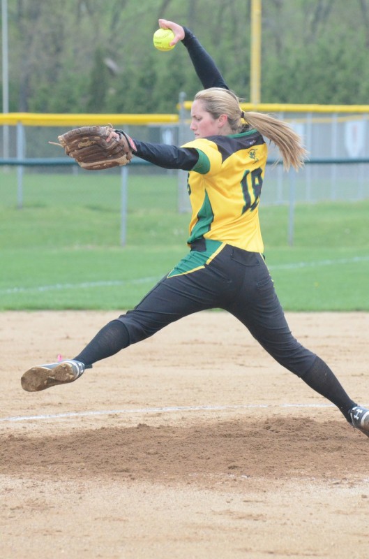 Haley Nixon prepares to let fly with a pitch Friday. The Northridge ace improved to 16-1 in the circle.