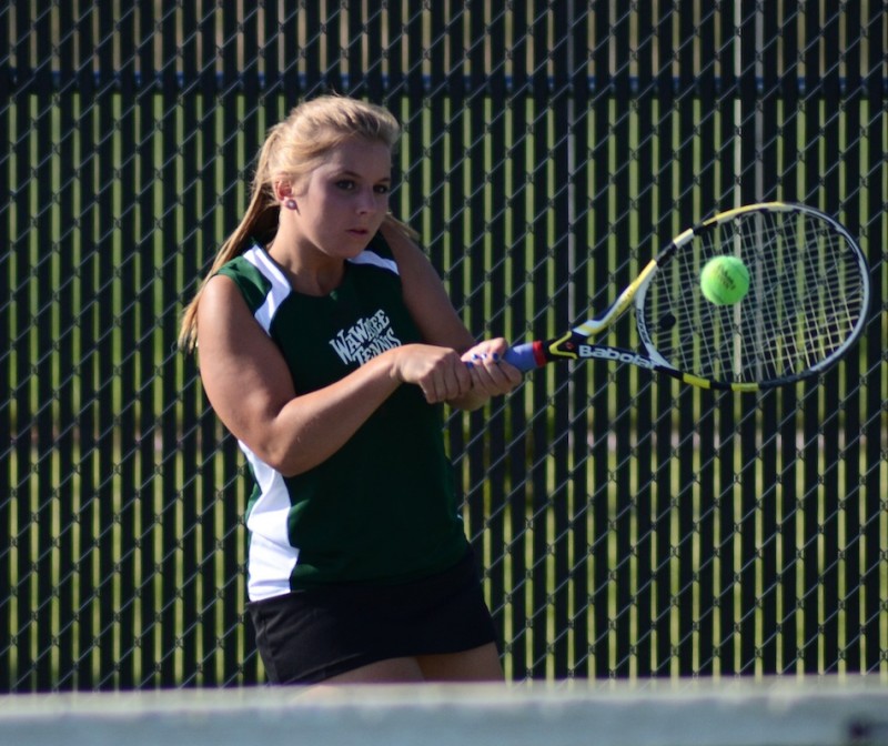 Esther Hermann won in straight sets at No. 1 singles for Wawasee Thursday night.