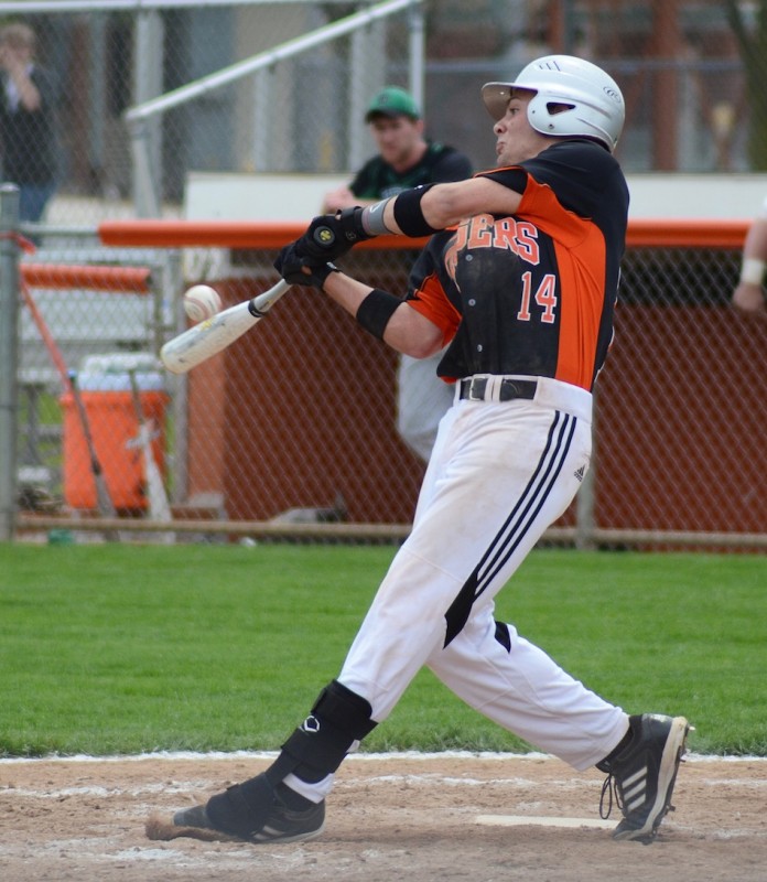 Tyler LaFollette had six hits for Warsaw Saturday as the Tigers split a home doubleheader versus Bremen (Photos by Jim Harris)