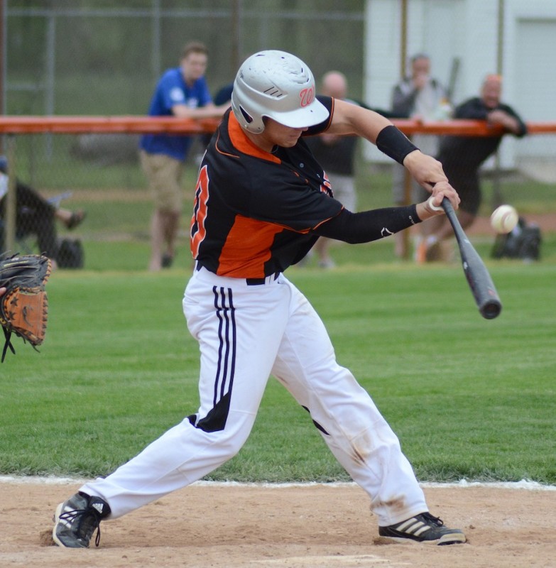 Jared Lemler takes a rip for the Tigers Monday night.