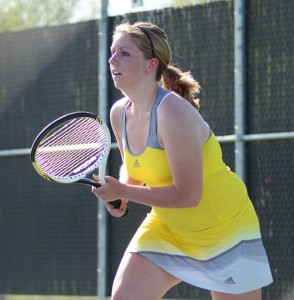 Senior Michelle Peters played at No. 1 singles for Valley Thursday night.