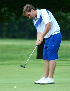Ryan Rapp of Triton sends his putt toward the abyss during play at the Bob Turner Classic.