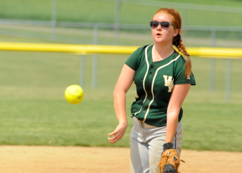 Wawasee's Alexis Graber had a monster Wawasee JV Softball Invite Saturday, picking up two wins as well as adding six hits and four RBIs in two wins against Central Noble and Triton for the title. (Photo by Mike Deak)