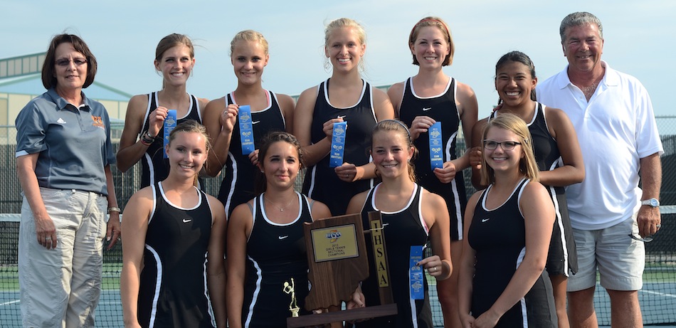 The Warsaw girls tennis team made it 13 straight sectional championships for the program Friday night by defeating Wawasee 4-1in the title tilt at WCHS (Photos by Jim Harris)