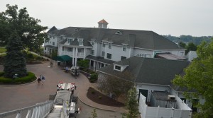 A view of Oakwood from 70 feet up in the ladder truck