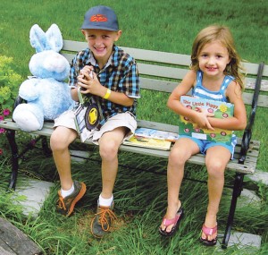 Mason and Madelyn Williamson, children of Brandon and Jennifer Williamson are frequent users of of the lending library in Leesburg.