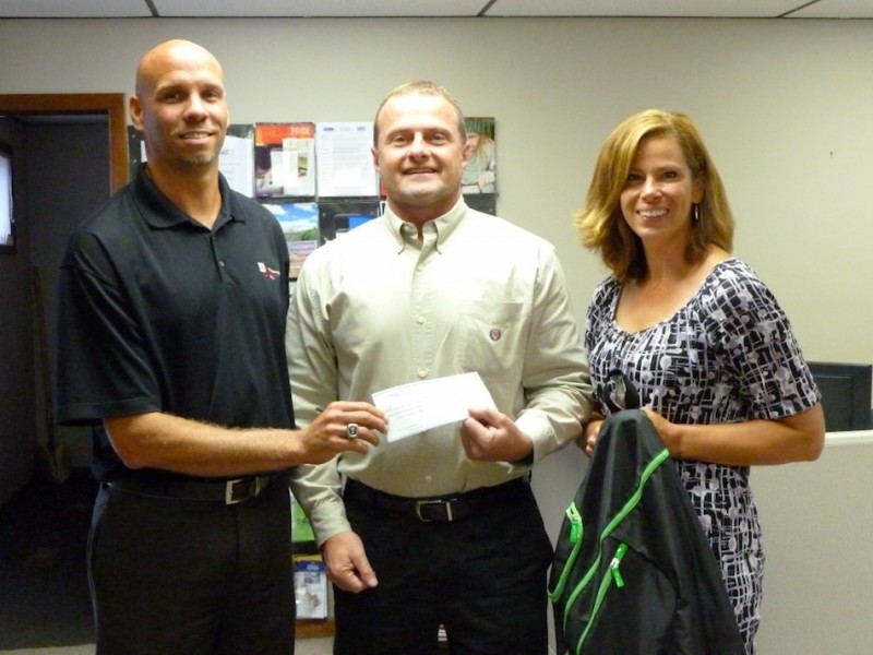 The recent Warsaw Kosciusko County Chamber of Commerce golf outing raised over $700 for the Tools for Schools program. Shown above presenting the proceeds (from left) are Mike Miller, golf outing committee chairman from  DJ Construction, Steve Possell of Combined Community Servies and Renea Salyer, Chamber Member Relations Coordinator (Photo provided)