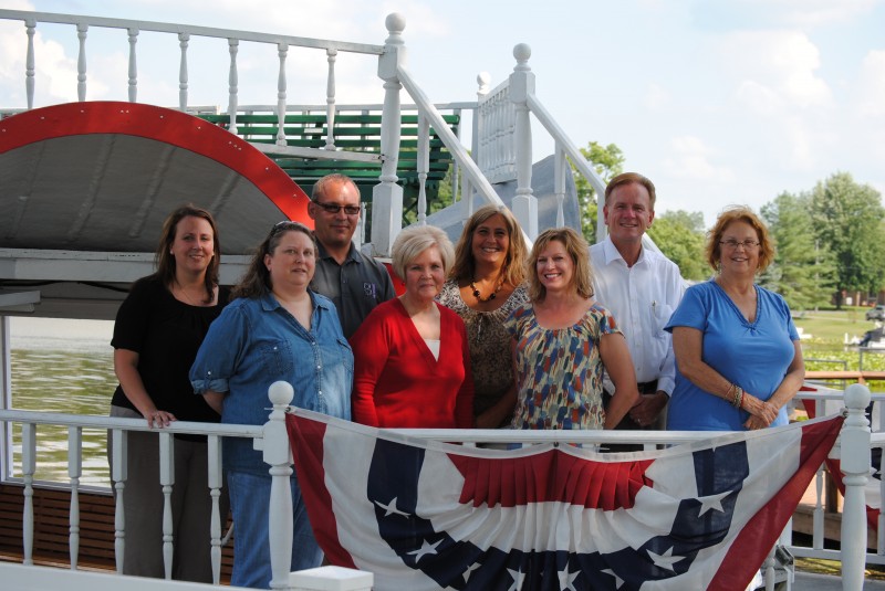 Members of the Dixie Days Committee on board the Dixie sternwheeler are, from the left, first row, Jen Ducey, Karilyn Metcalf, Michelle Reedy and Martha Stoelting. In the back are Stacey Cox, David Colquitt, Sue Ward and Richard Owen. Not present were Brenda Peterson, Linda Land and Tonya Bowser. (Photo by Steve Ward)