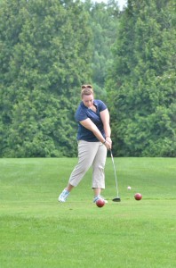 Kirsten Crawford of Whitko tees off on South Shore's second tee. 