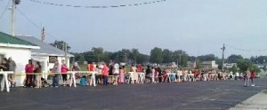 Parents and children began lining up for the annual Tools for Schools giveaway early this morning. The event goes through 4 p.m. (Photo provided by Shanna Atteberry)