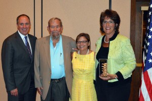 U.S. Rep Jackie Walorski, far right, was the recipient of the Fourth Annual Spine Award created by State Rep. Rebecca Kubacki to honor those who take a stand for their beliefs. Also shown is Tim Berry, Indiana Republican State Chairman, Dane Miller, creator of the award; and Rep. Kubacki