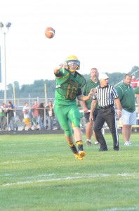 Tippecanoe Valley star quarterback Ben Shriver throws a pass in the preseason scrimmage versus Warsaw. The senior injured his knee Friday night and is slated to have an MRI Tuesday (File photo by Scott Davidson)  