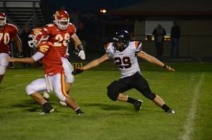 Senior linebacker Seth Fouts (No. 29)  had a strong game on defense for Warsaw Friday night.