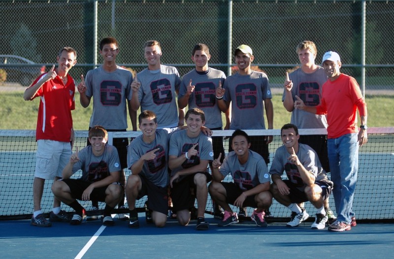 The Grace College men's tennis team claimed its second straight conference regular season title Thursday with a 6-3 home win over Marian (Photo provided by Grace College Sports Information Department)