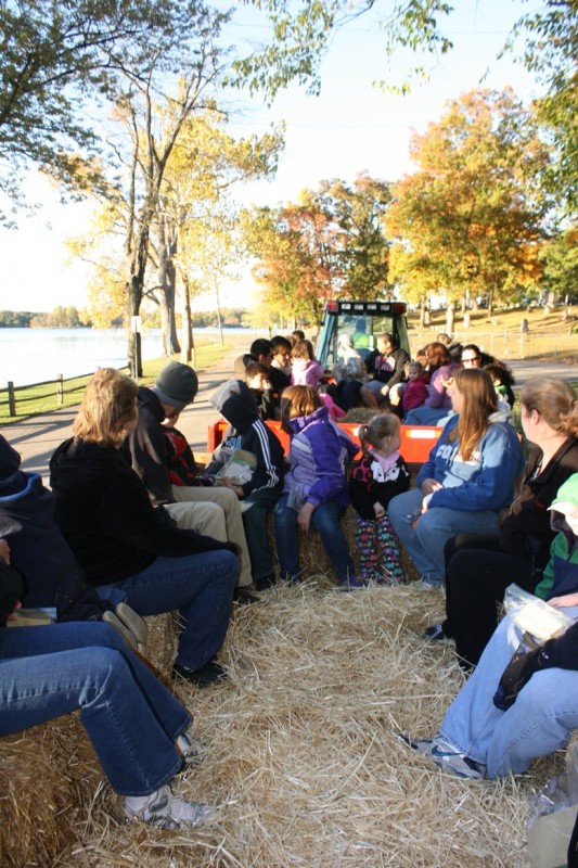 Families enjoy at hayride around Pike Lake at the 2012 Fall Family Fun event.