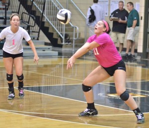 Wawasee's Lydia Katsoropoulos makes a play in the championship game. The senior ed her team with 22 kills and was named to the All-Tournament Team.