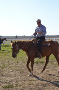 Warsaw Mayor Joe Thallemer took to the saddle during today's festivities to help raise funds for Magical Meadows. (Photo by Alyssa Richardson)