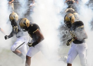 Purdue enters the field before the Northern Illinois game.